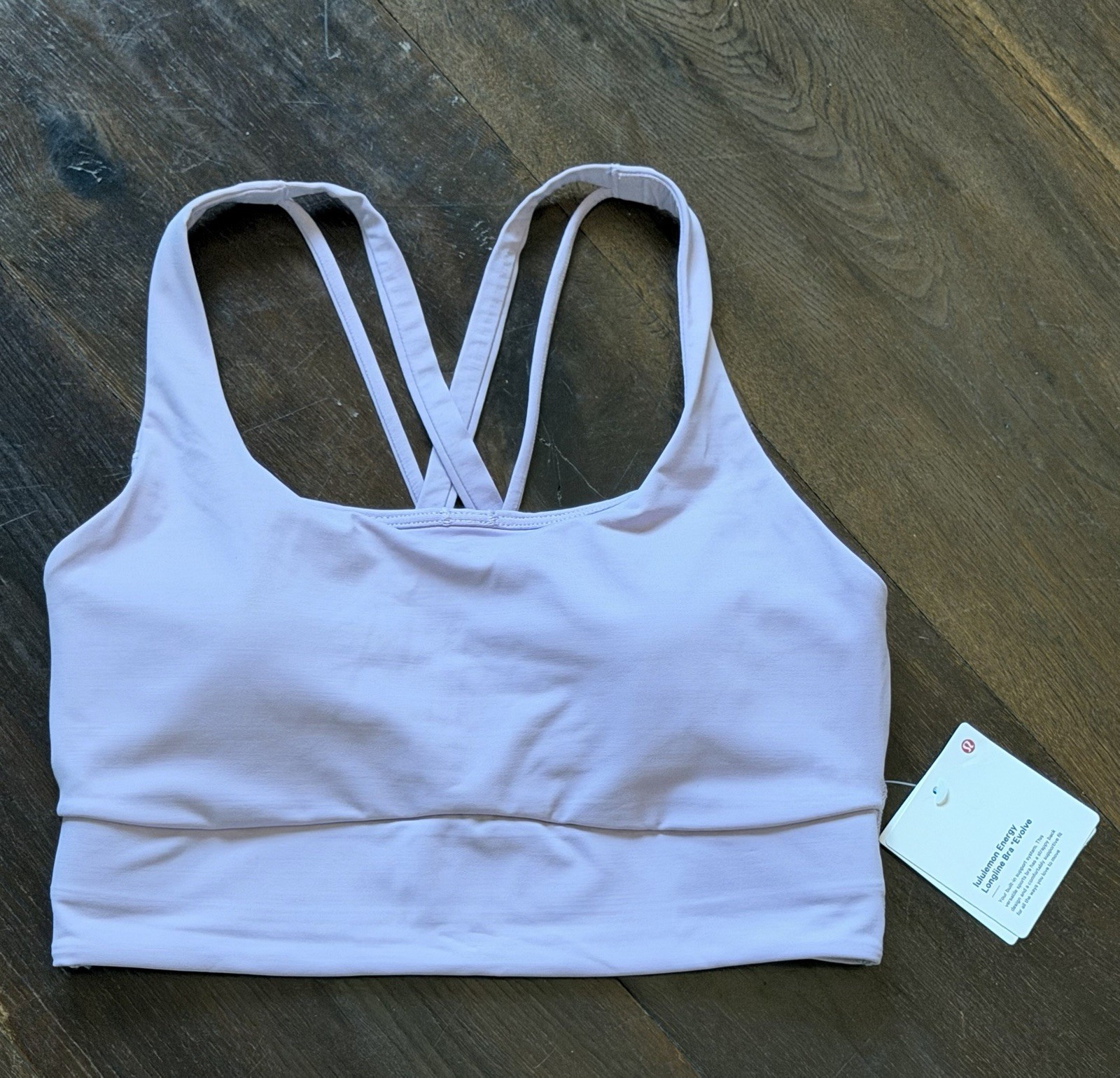 NWT Lululemon Energy Bra LL Evolve SzS=6 Lilac Play $68 Crossback Straps