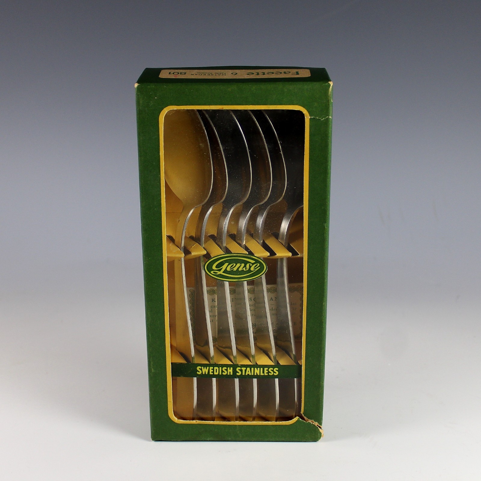6 Gense Facette Table Spoons Satin 18-8 Sweden in Box 6 Gense Facette Table Spoons Satin 18-8 Sweden in Box
