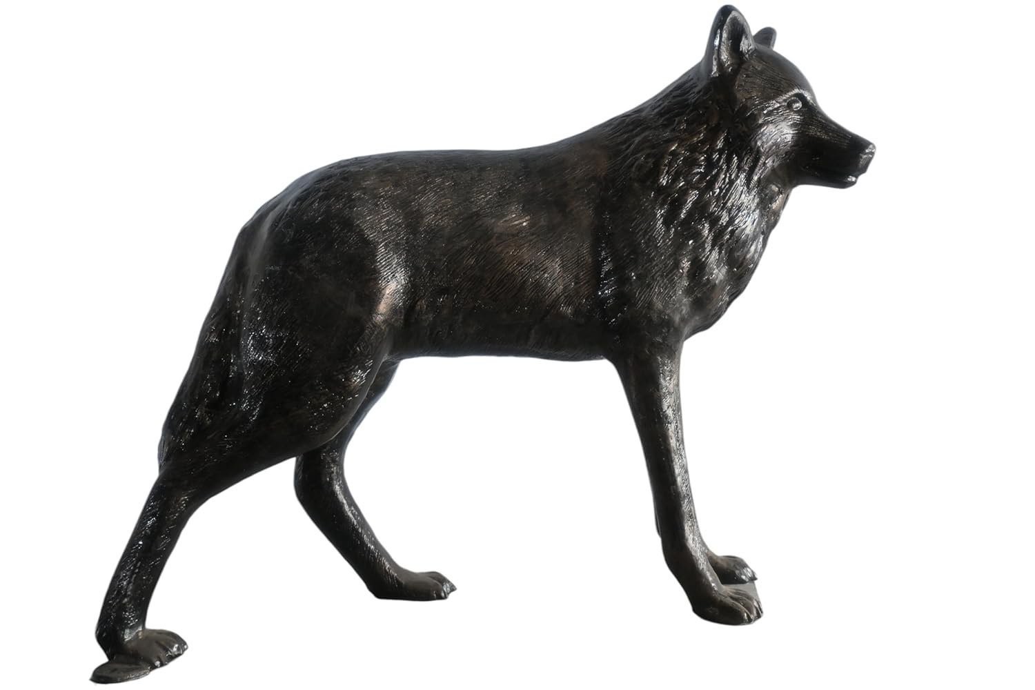 Realistic Life Size Standing Wolf Aluminum Garden Statue 41\