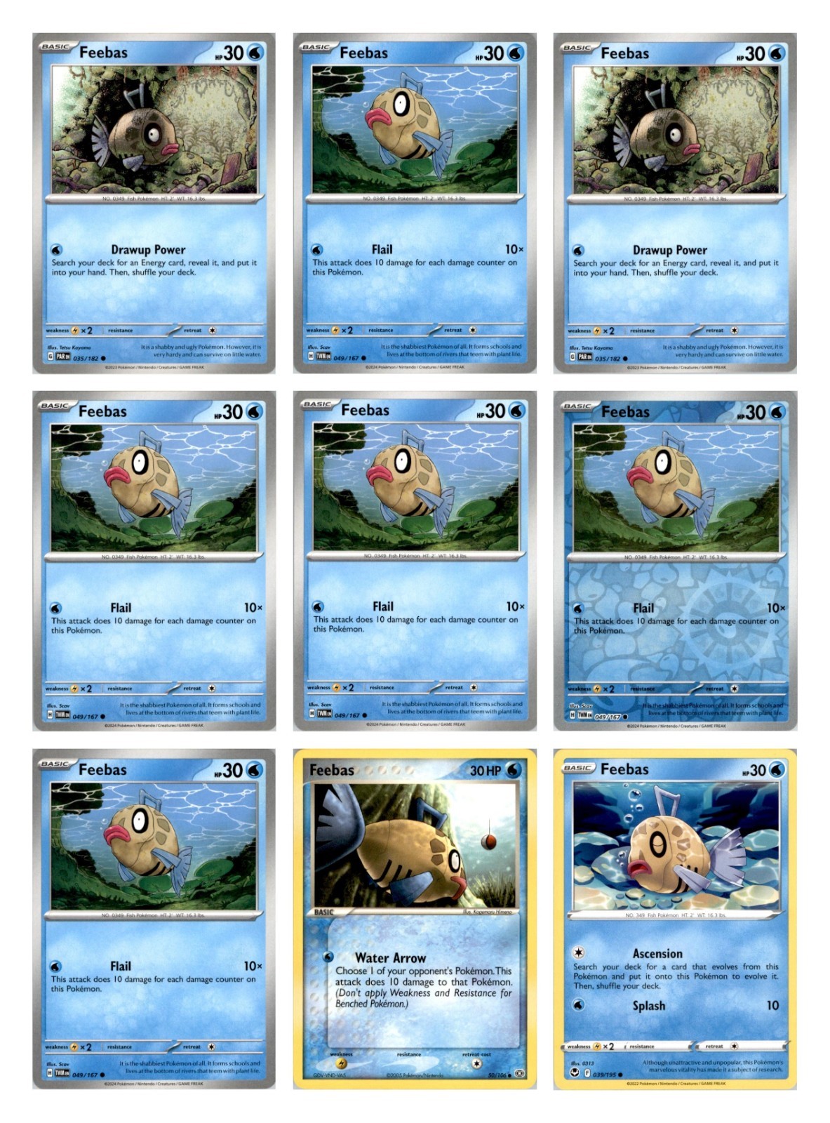 Feebas Lot 9 Pokemon Cards Twilight Masquerade Deck Building TCG Base Set