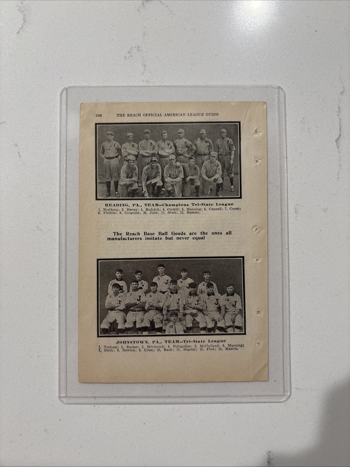 1911 Reading PA & Johnstown PA Baseball Team Pictures - Rare Antique Reach