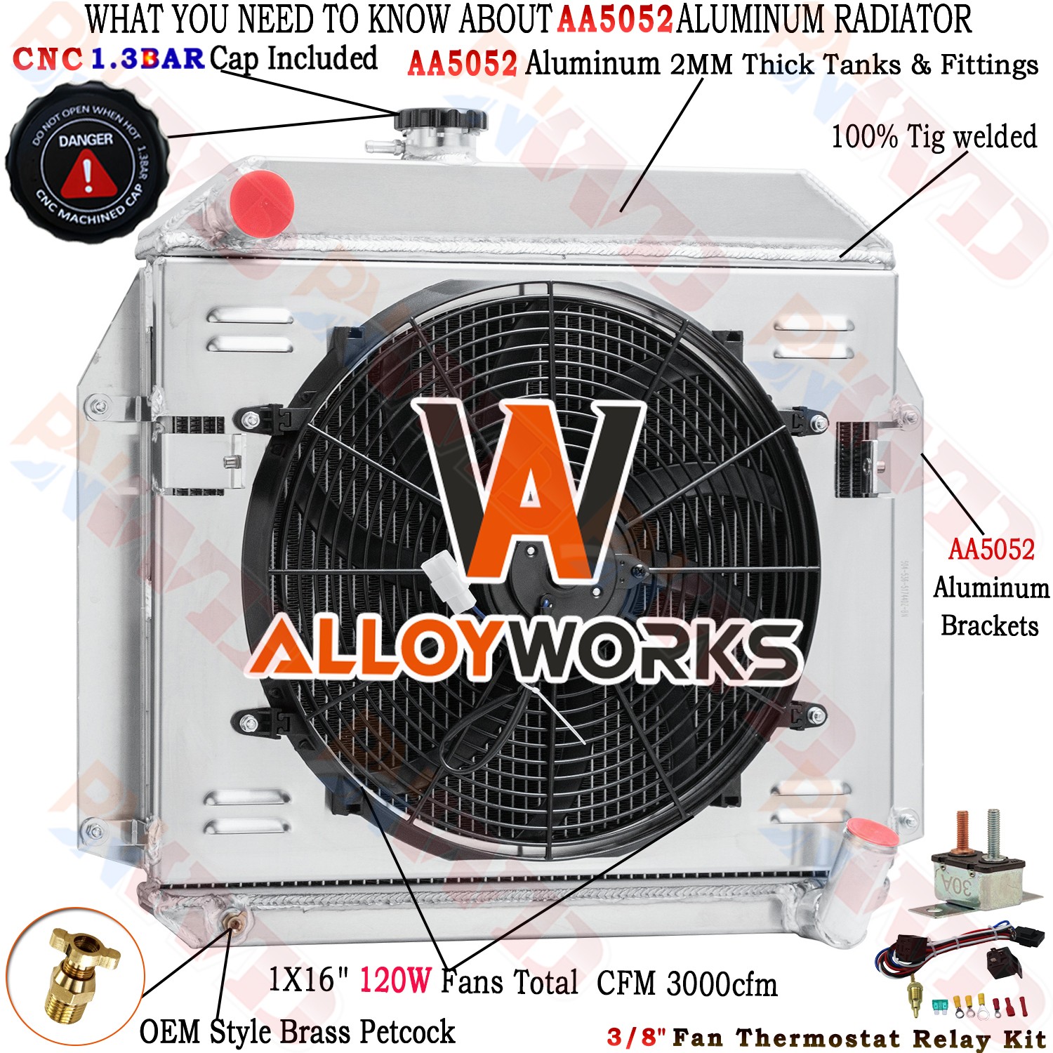 3Row Radiator Shroud Fan For 55-56 Plymouth BelvedereFury Plaza Savoy 3.8L 6Cyl