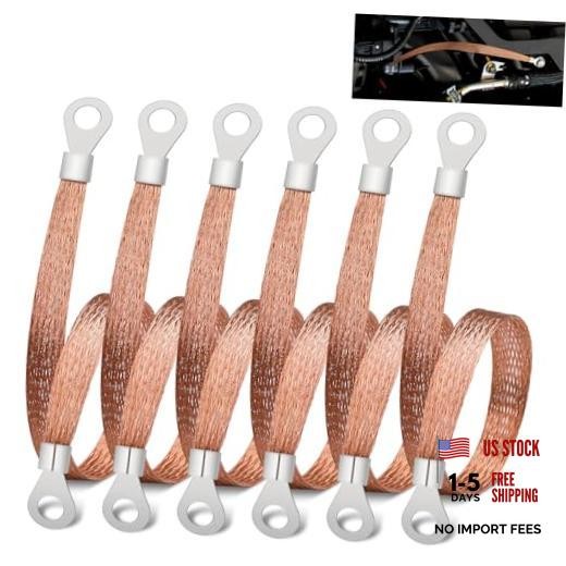 6 PCS Universal Automotive Braided Copper Ground Copper Braided 6 Pcs 12 Inch
