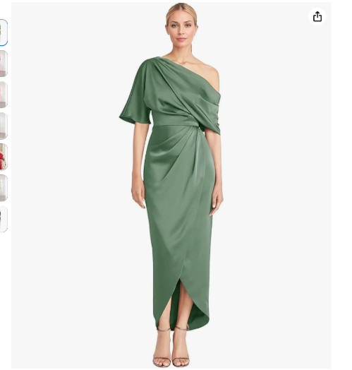 Grace Karin One Shoulder Satin Mother of The Bride Dress Wedding w/Sleeve Dress Grace Karin One Shoulder Satin Mother of The Bride Dress Wedding w/Sleeve Dress