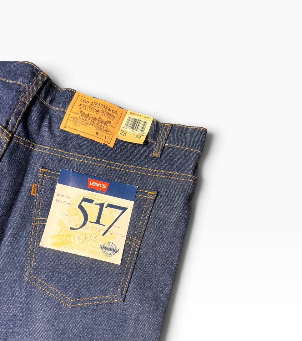 Vintage Levi\'s 517 Saddleman Boot Cut Jeans Orange Tab 40x34 Deadstock Made 1987