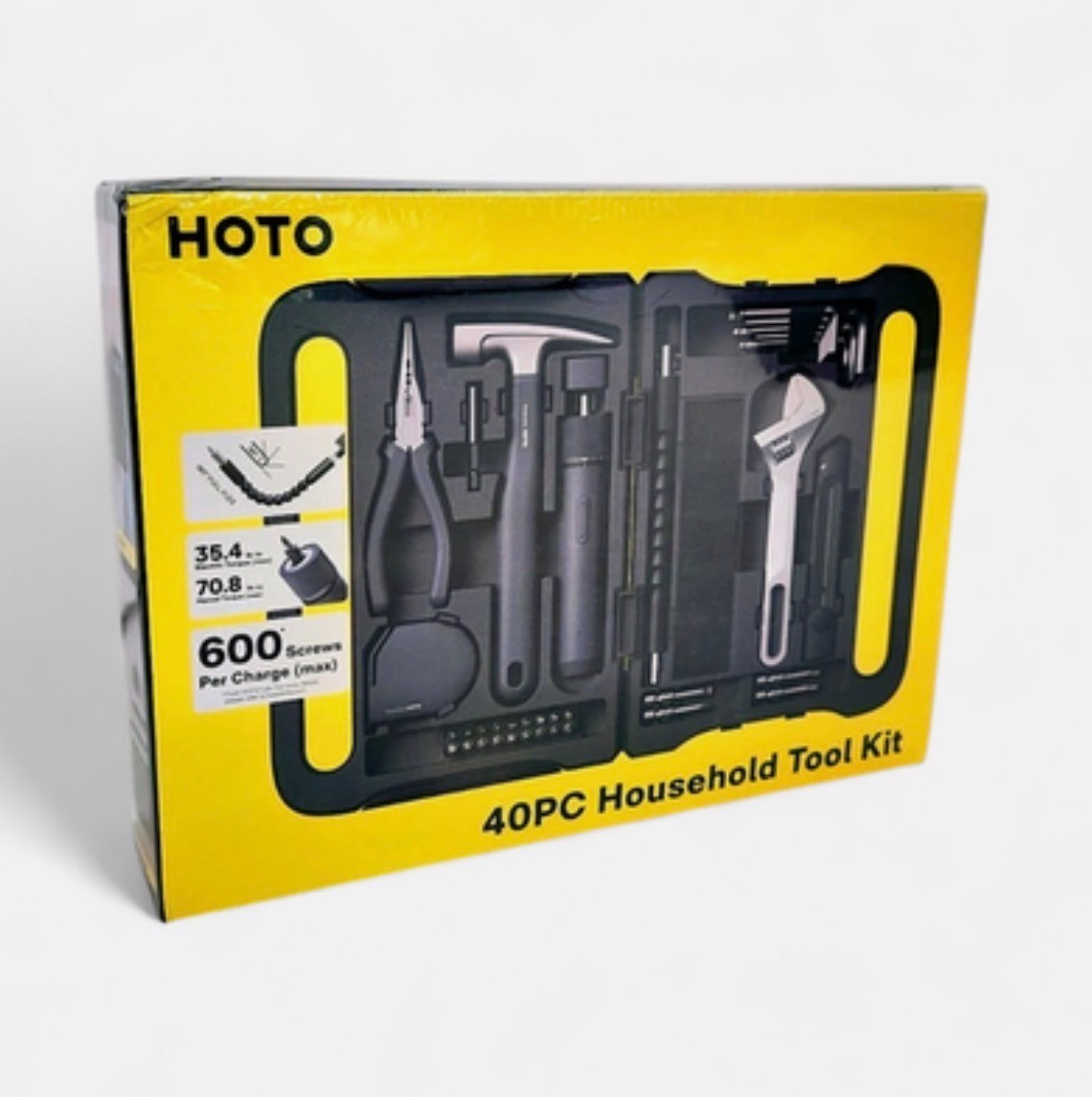 HOTO 40-Piece Household Tool Kit with Smart LED 3 Torque Electric Screwdriver