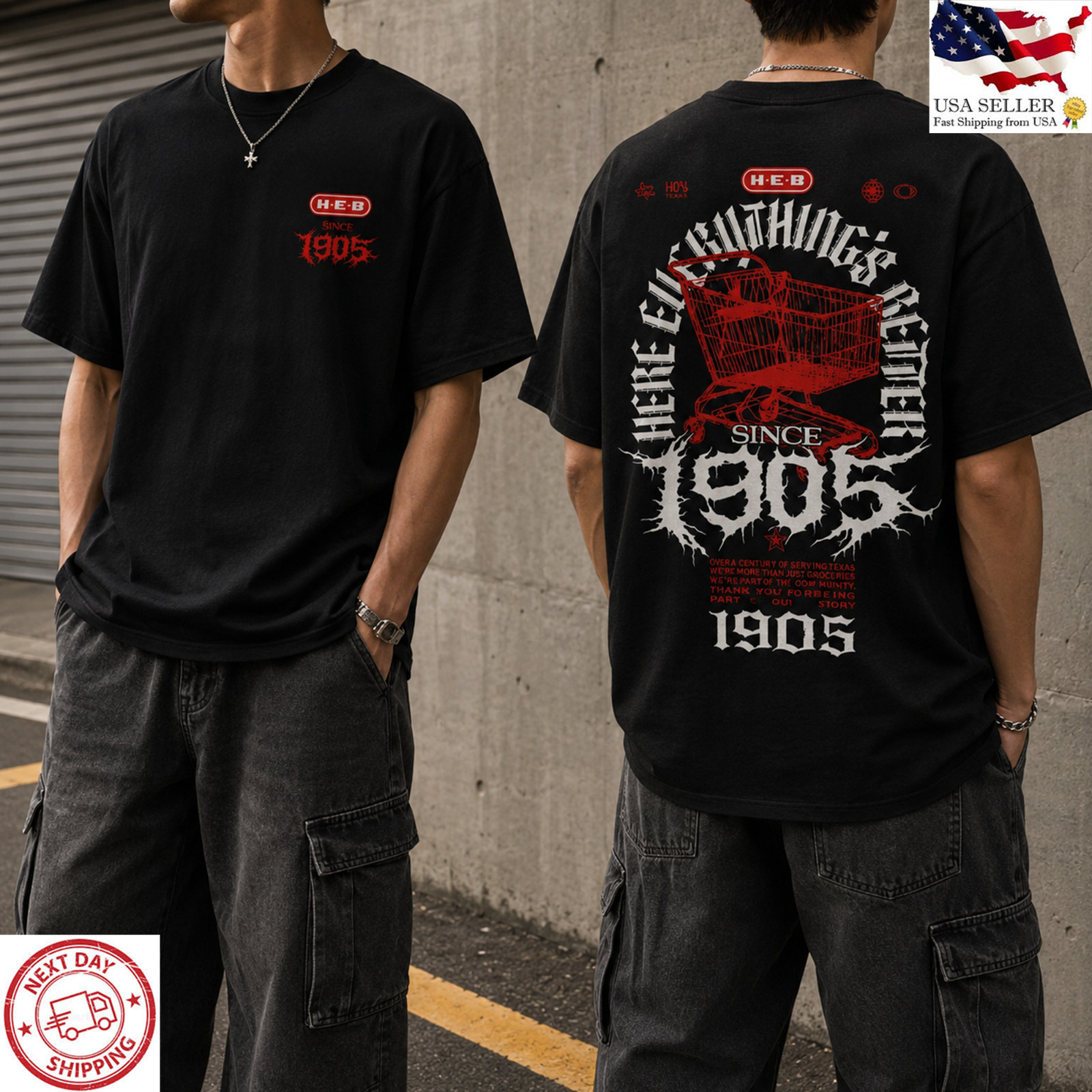 HEB Since 1905 Front Back Texas Streetwear Shirt