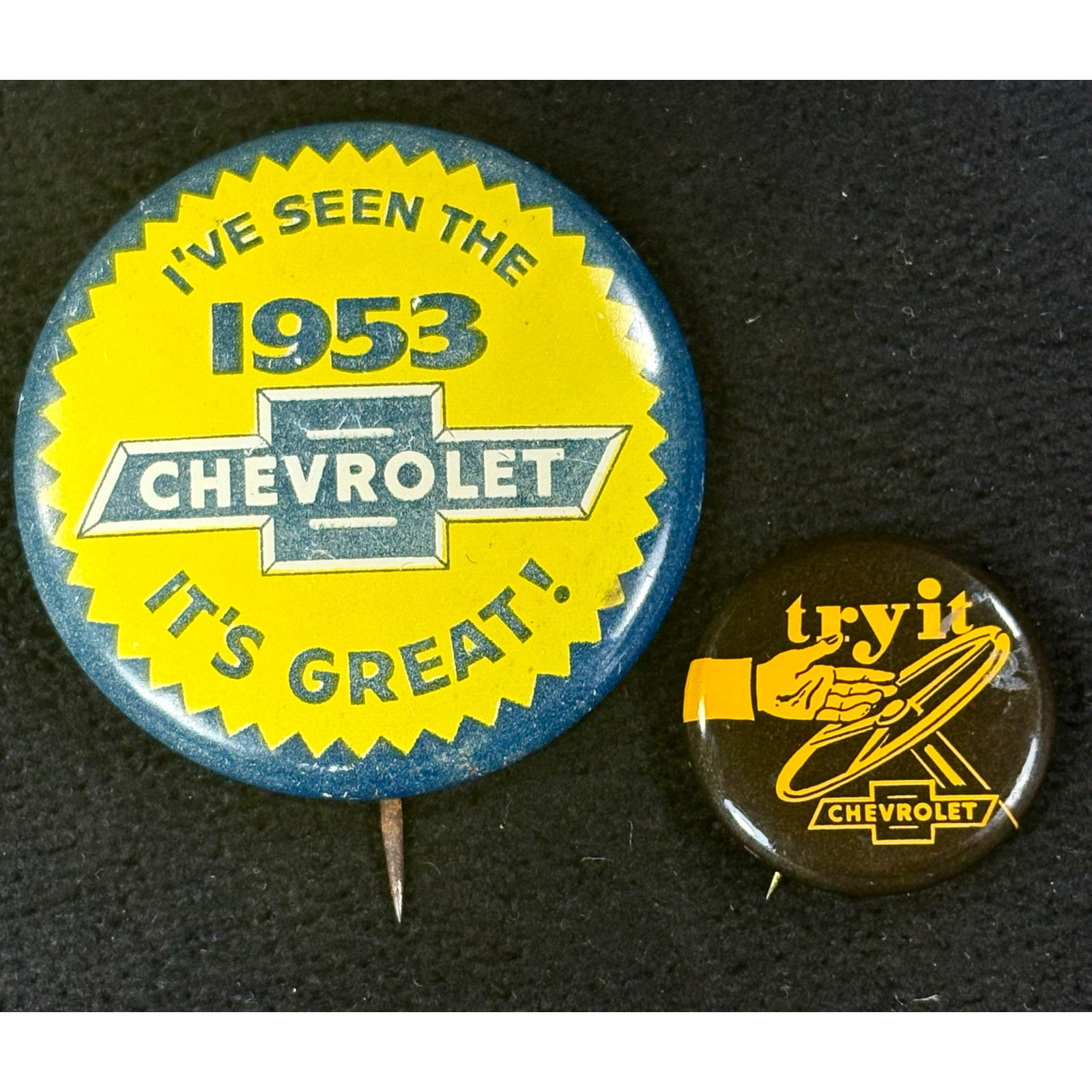 Vintage Chevrolet Advertising Pins from 1953 Lot of 2 \