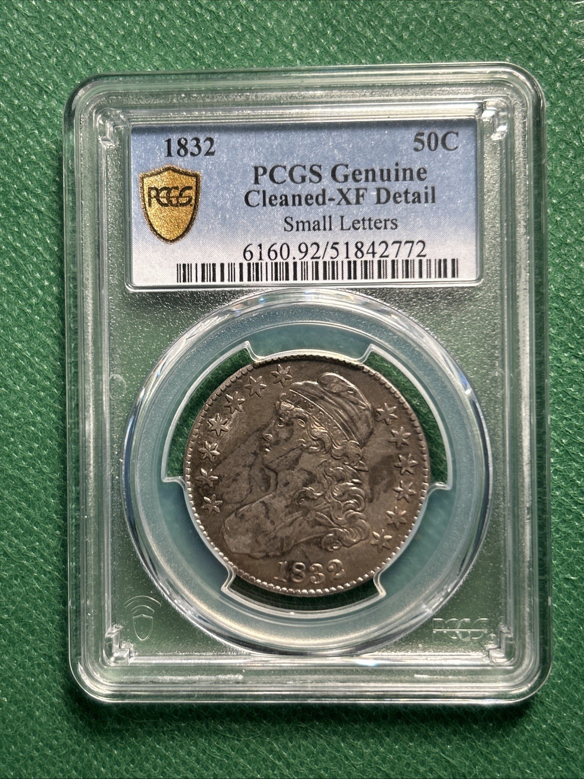 1832 Capped Bust Half Dollar PCGS XF Details Cleaned Small Letters 1832 Capped Bust Half Dollar PCGS XF Details Cleaned Small Letters