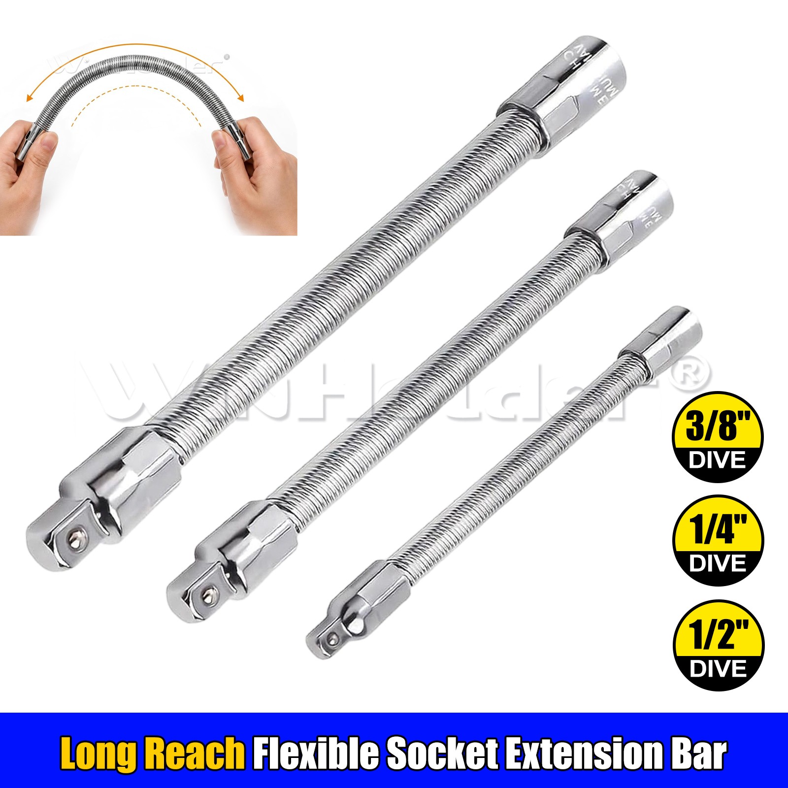 Long 3pcs Flexible Socket Extension Bar Set 1/2\