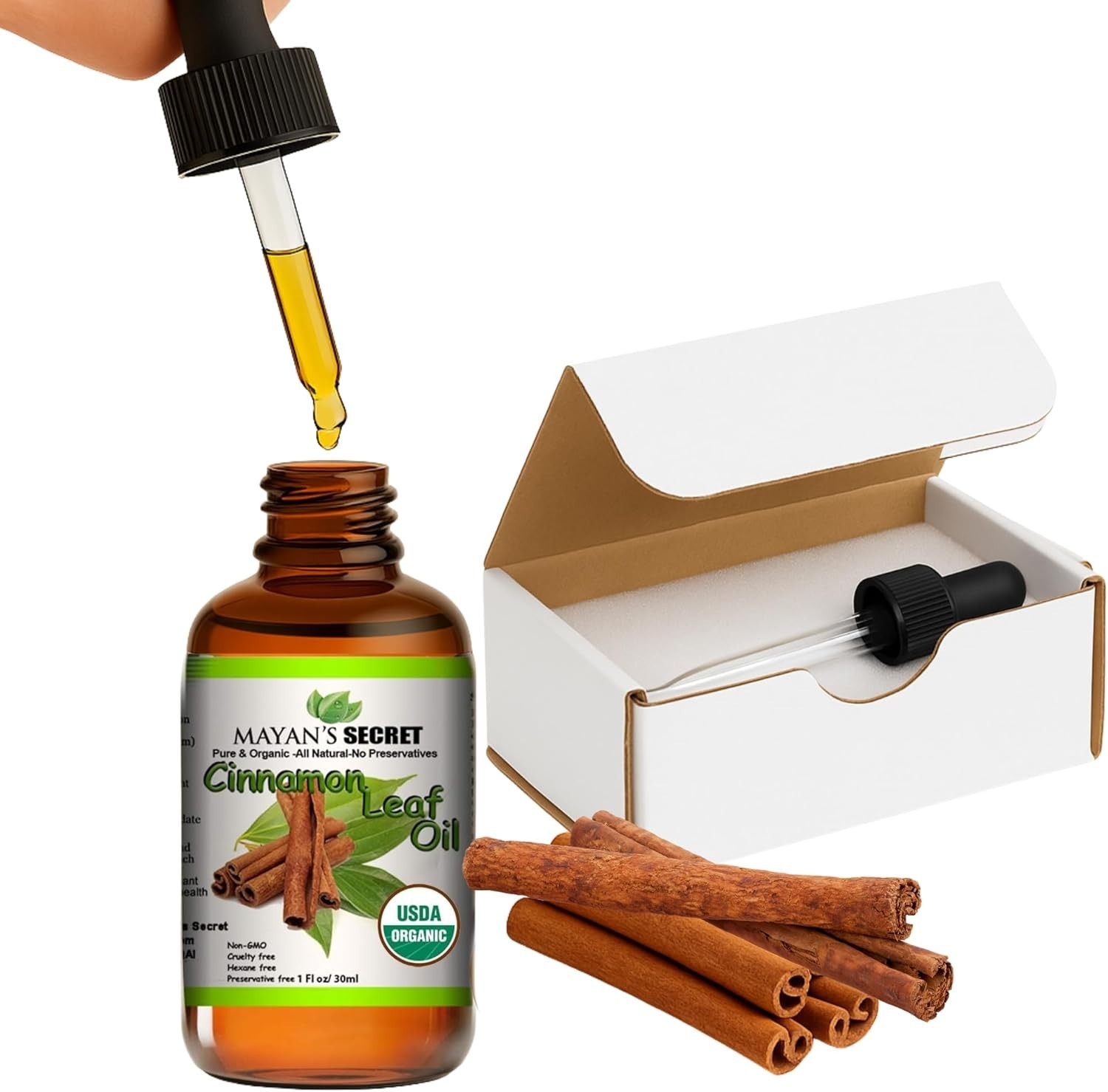 Organic Cinnamon Leaf Essential Oil 1oz 100% Pure Steam Distilled Aromatherapy
