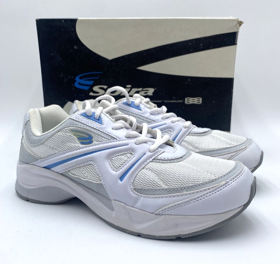 Spira VALENCIA Women\'s LIGHTLY USED Running Shoe White/Grey/Sky US Size 9 1E