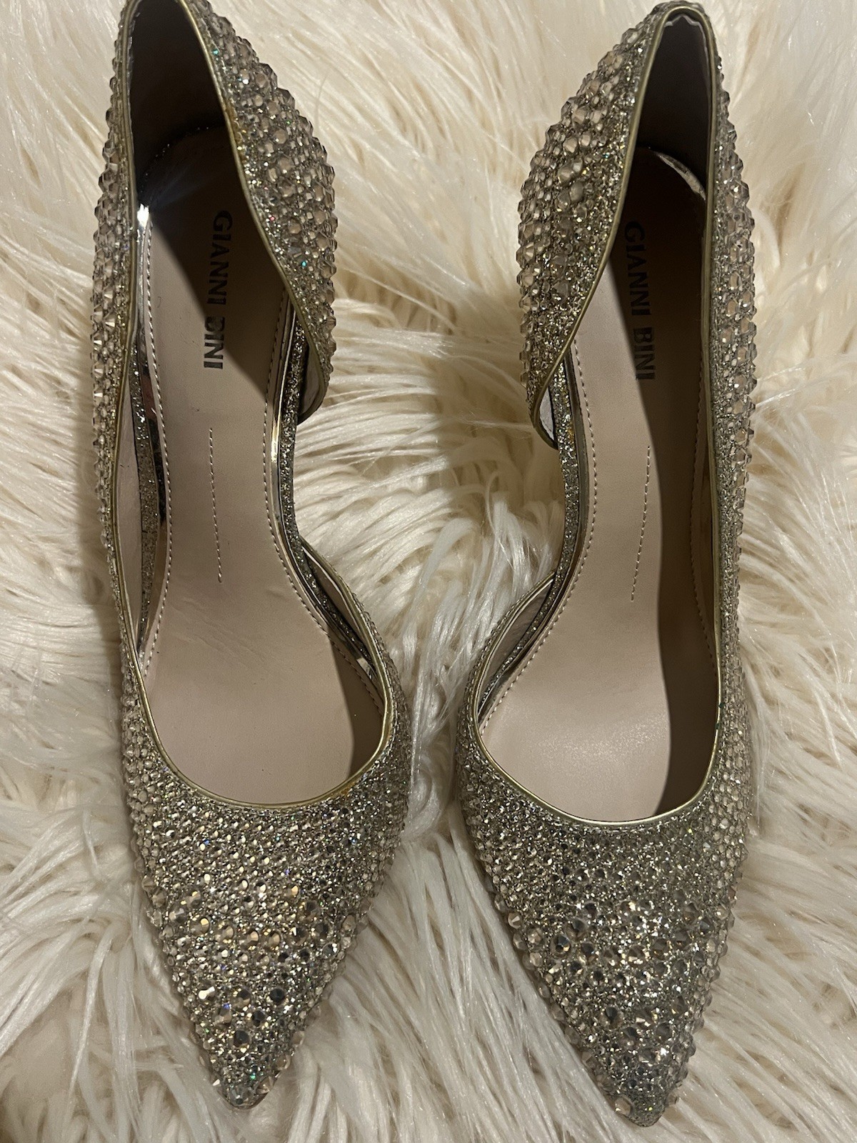 Gianni Bini Women’s 12 gold Rhinestone D\'Orsay Stiletto Pointed Pumps Gianni Bini Women’s 12 gold Rhinestone D\'Orsay Stiletto Pointed Pumps