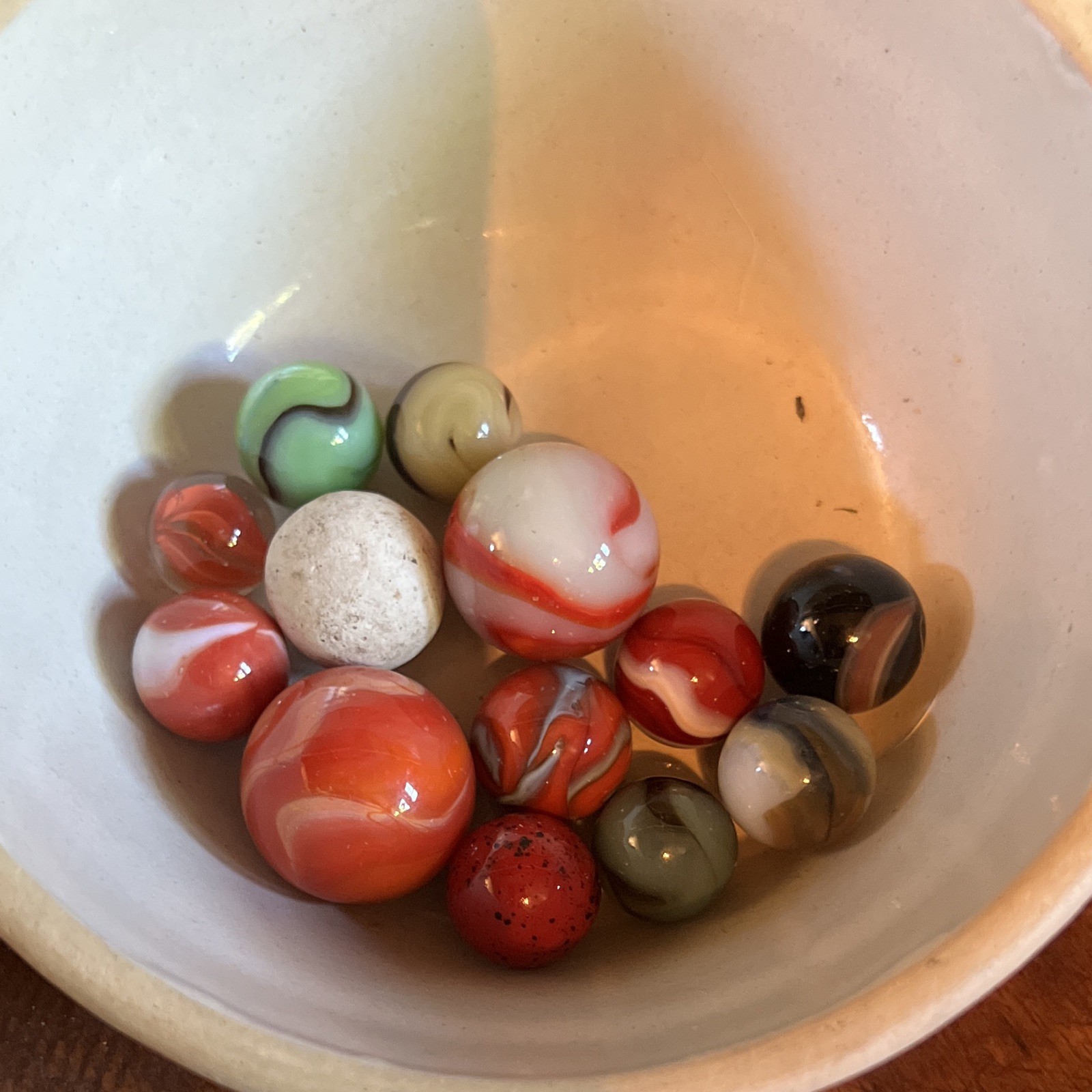 13 Vintage Marble Lot Mixed Swirls Slags Akro Peltier Style Assorted Old Marbles