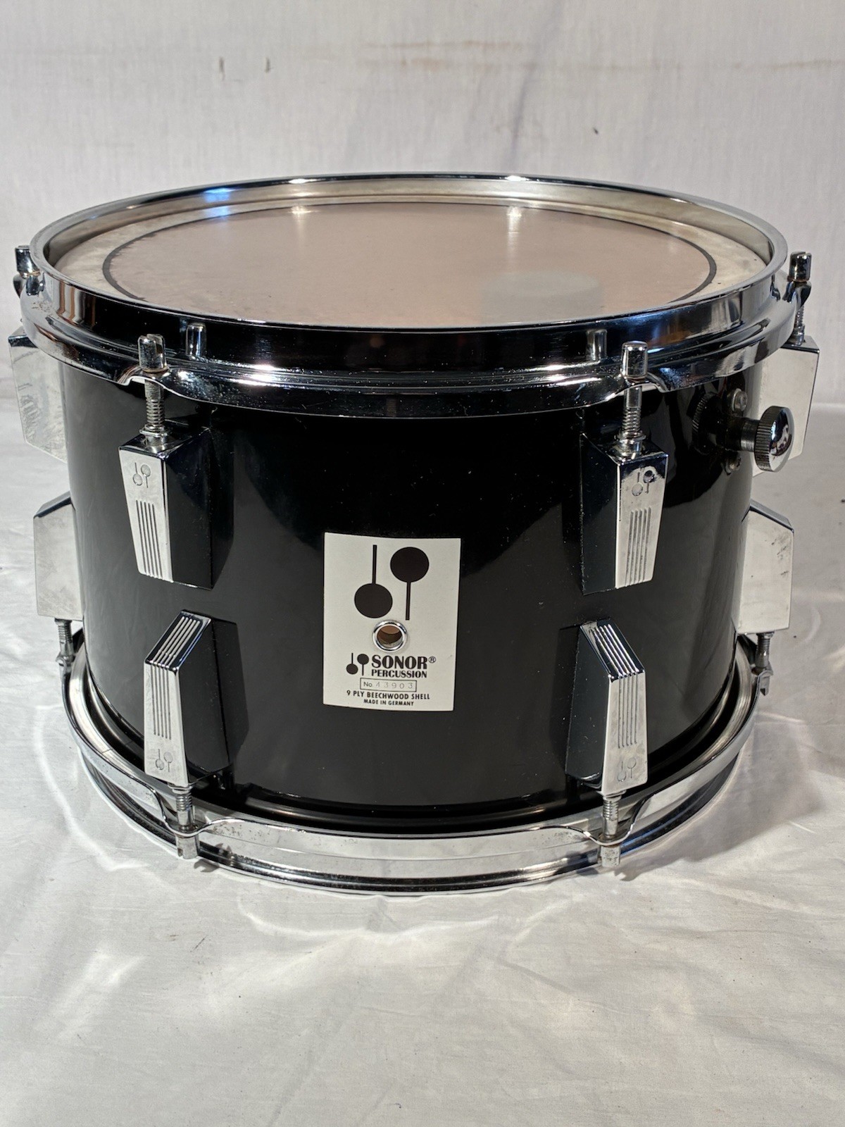 Vintage 1970\'s /80’s Sonor Phonic 9 Ply Beech 8 X 12 Black Mounted Tom Drum Vintage 1970\'s /80’s Sonor Phonic 9 Ply Beech 8 X 12 Black Mounted Tom Drum