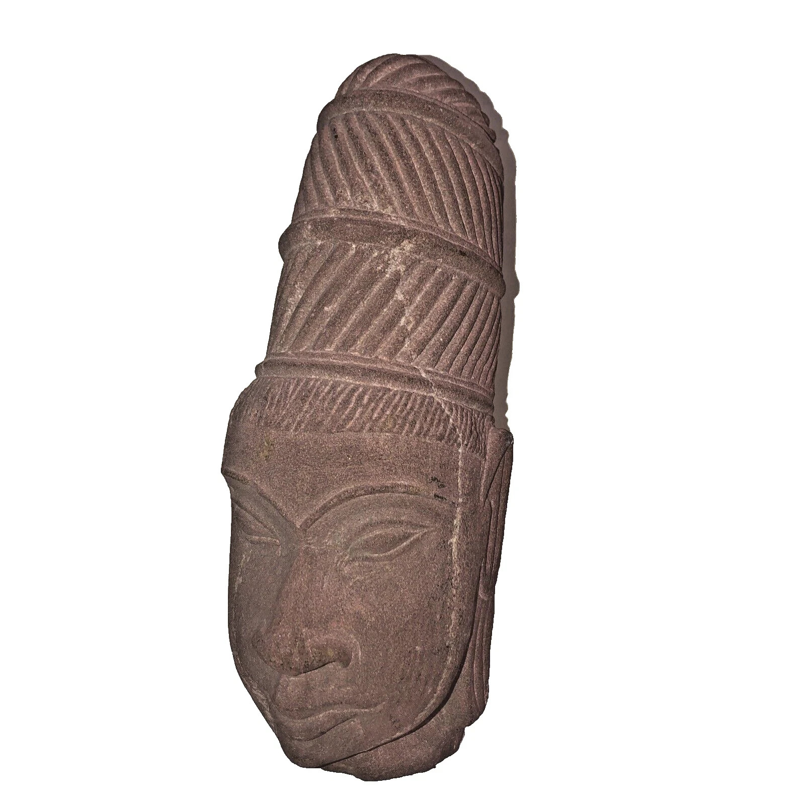 Antique Hand Carved Red Stone A Female Head Height: 9 3/8\ Antique Hand Carved Red Stone A Female Head Height: 9 3/8\