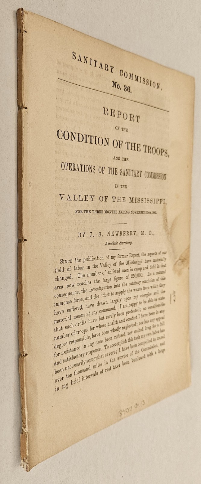 1861 Civil War Sanitary Commission No 36 Newberry Mississippi Valley Troops