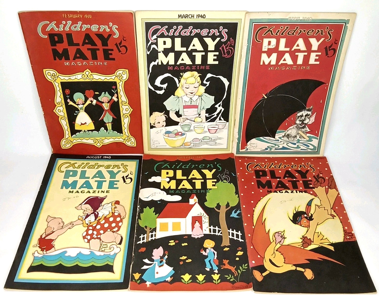 Antique 1940 A.R. Mueller Printing Children\'s Play Mate Magazine Set Of 6 Antique 1940 A.R. Mueller Printing Children\'s Play Mate Magazine Set Of 6