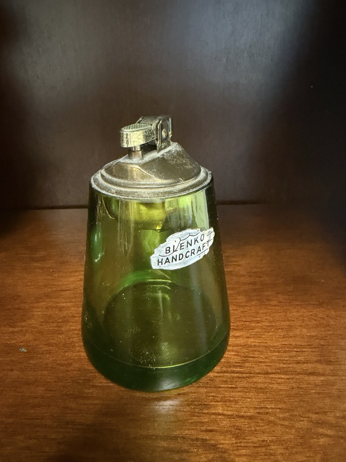 Blenko Glass Company #666B Table Lighter - Olive Green - Extremely Rare Blenko Glass Company #666B Table Lighter - Olive Green - Extremely Rare