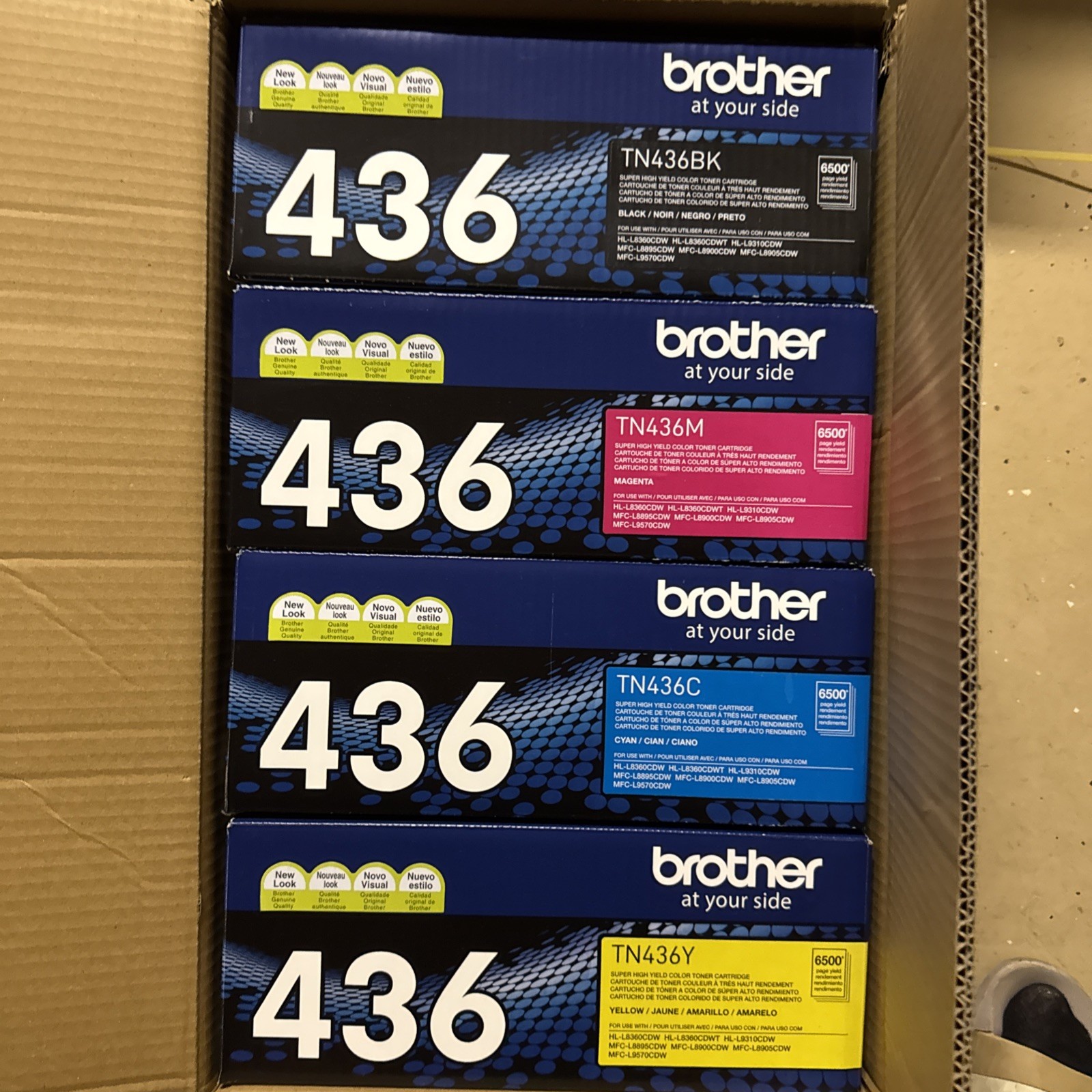 Brother TN-436 Toner Set Black Cyan Magenta Yellow Genuine OEM High Yield 4-Pack