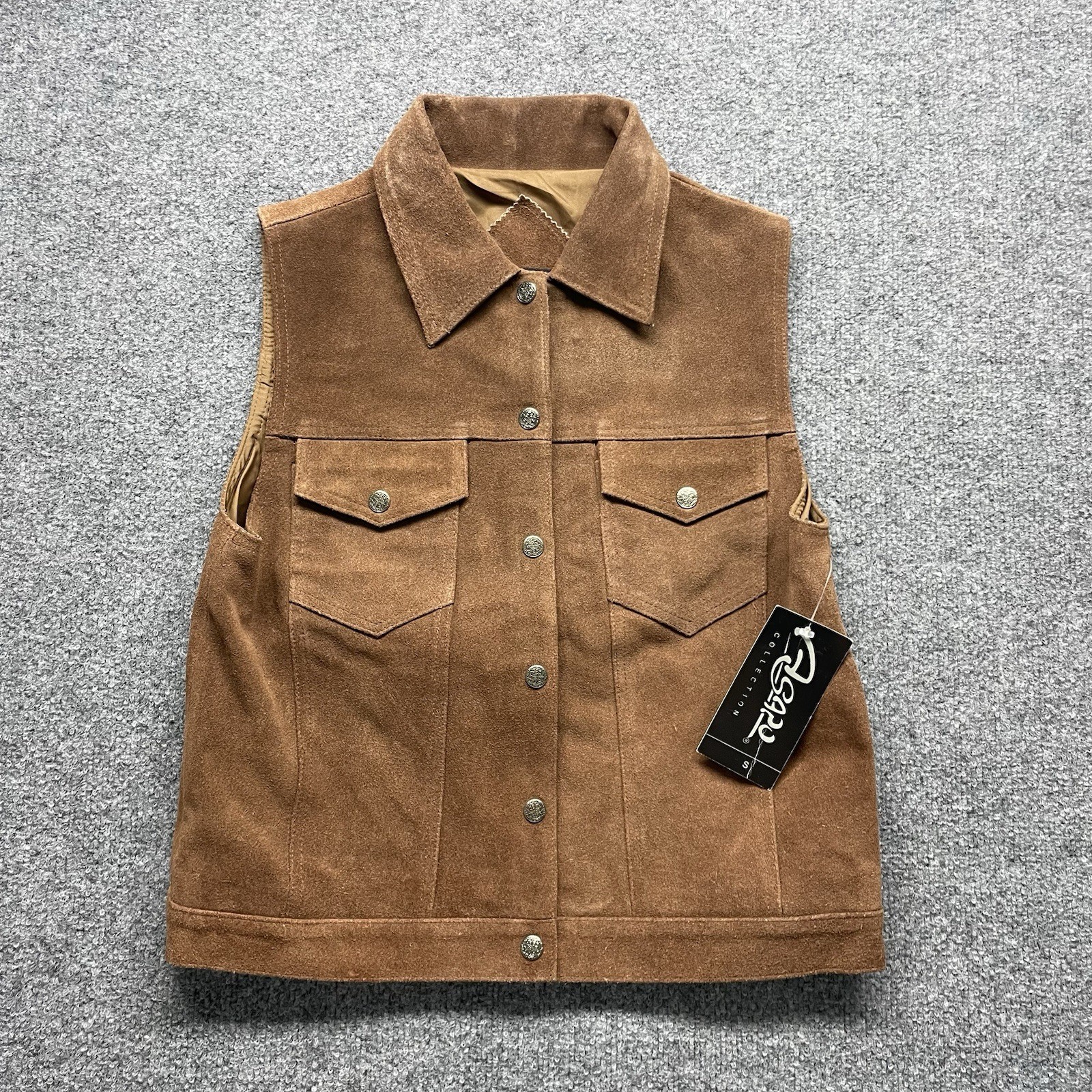 Agapo Collection Genuine Leather Suede Vest Small Brown Western Unisex NWT
