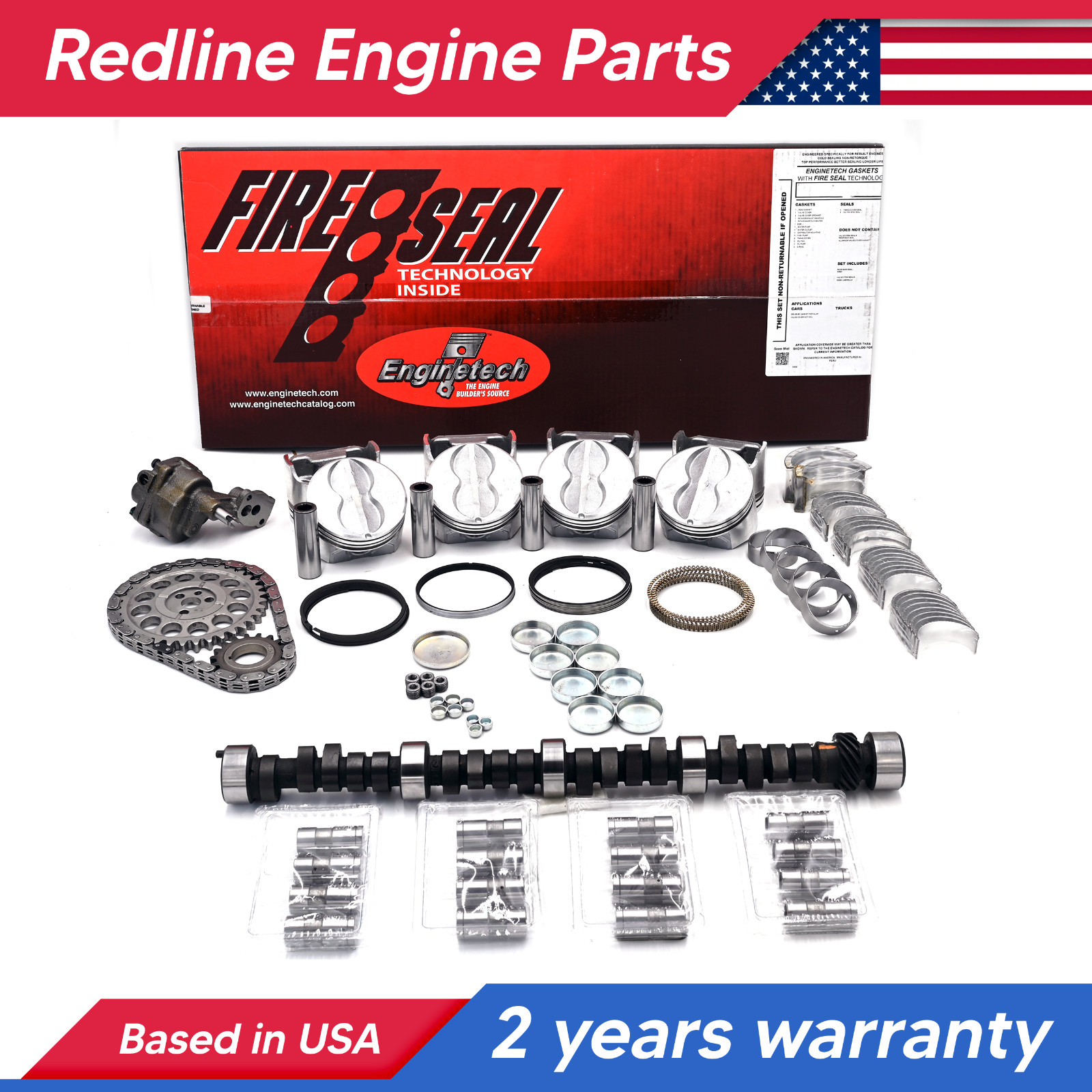 Chevrolet SBC 350 5.7 V8 .443/.465 Stage 2 HP Performance Rebuild Kit FITS 67-85