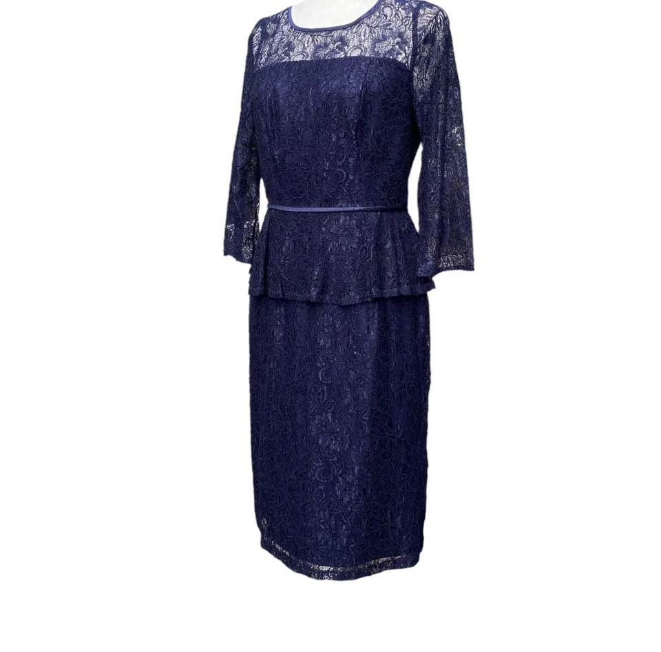 Lace Party Dress Sz 6 Navy Blue by Adrianna Papell  Wedding Cruise NWT