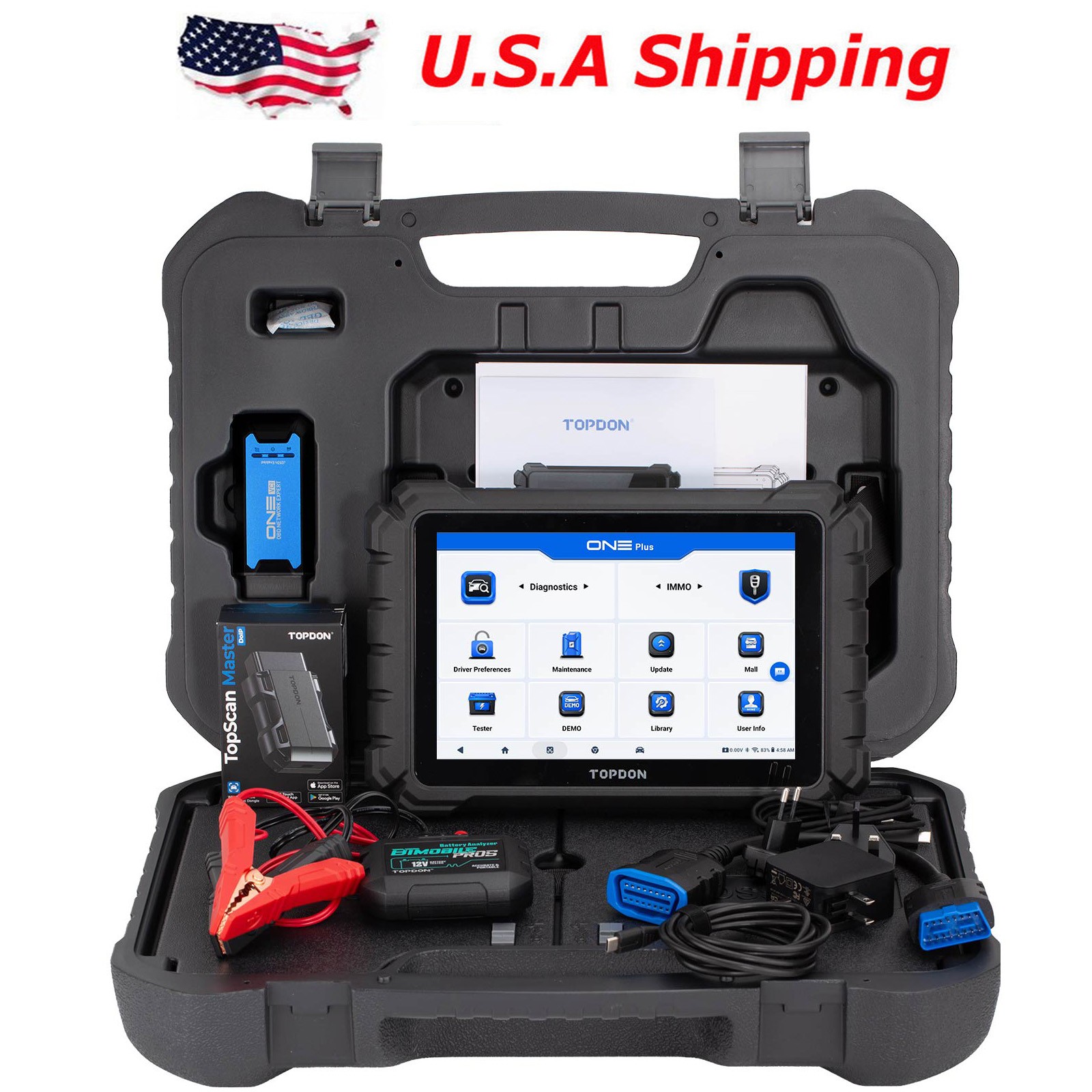 TOPDON ONE PLUS Full System Auto Diagnostic Tool J2534 Progarm Battery Test USA