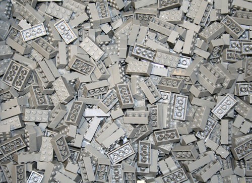 2x4 medium (stone)  gray building blocks, 180 pieces, compatible to lego 3001