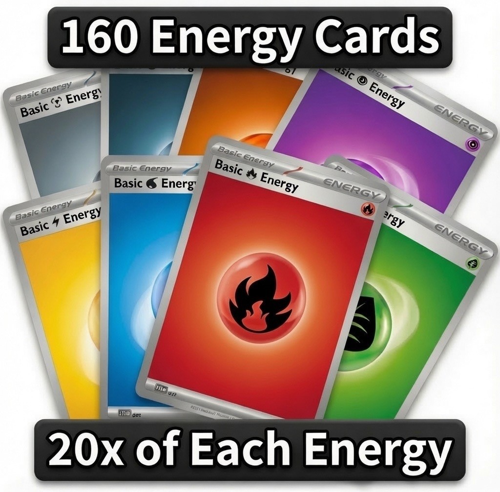 160 Pokemon Basic Energy Bulk Lot  - 20 of Each Energy (Random) From SVE/MEE