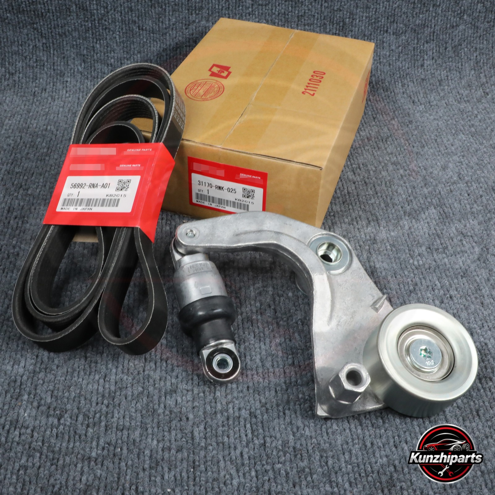 OEM Tensioner Pulley & Serpentine Drive Belt Kit For 2006-11 Honda Civic 1.8L US