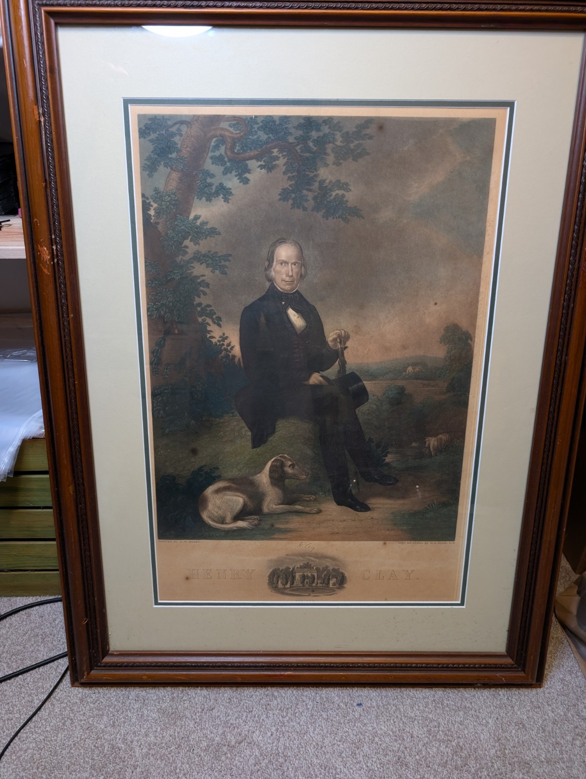 Rare Authentic 1843 Henry Clay Antique Steel Engraving Portrait (Framed)