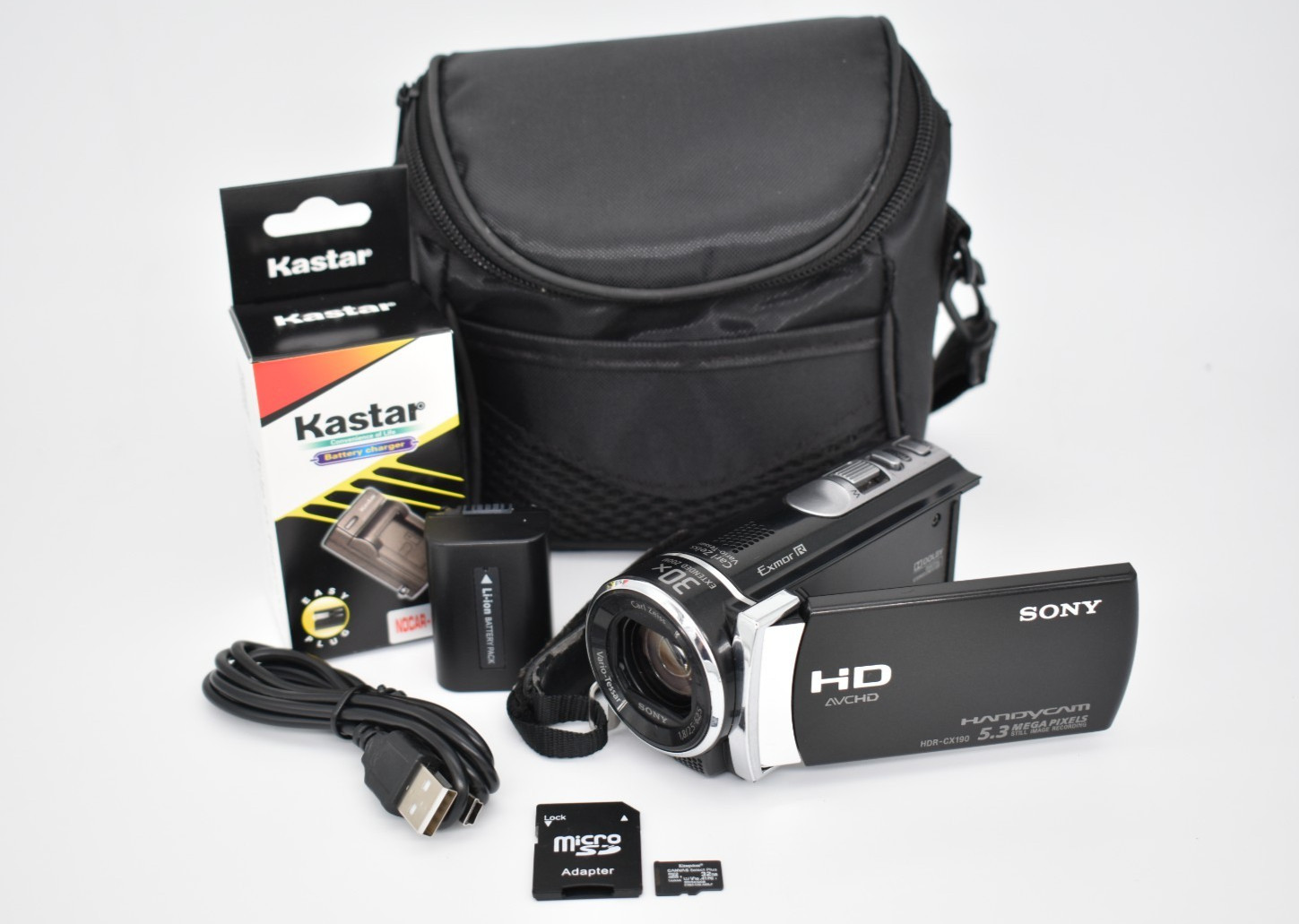 Sony Handycam HDR-CX190 Black Digital Video Camcorder 30x Zoom 5.3MP - TESTED