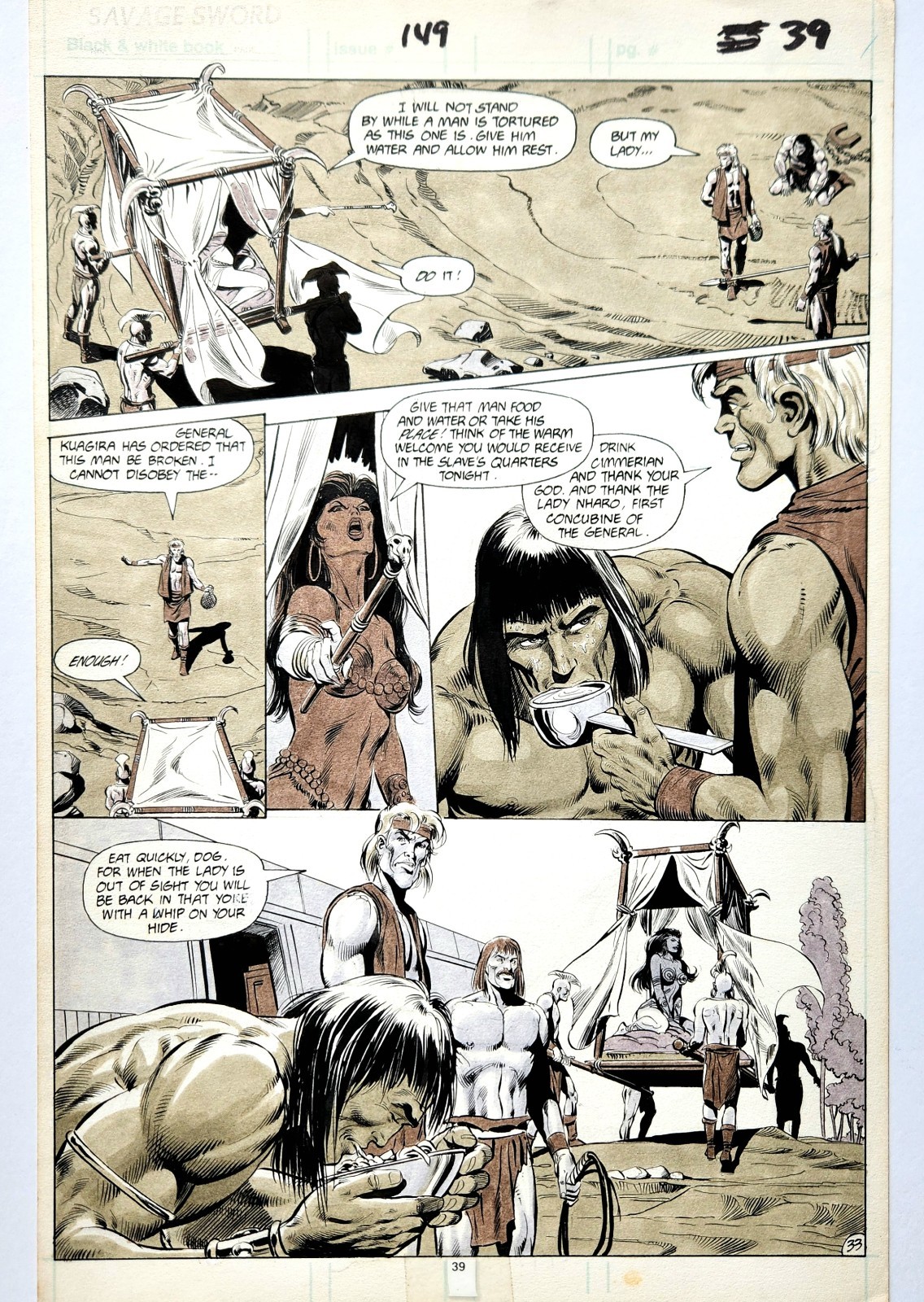 Savage Sword Of Conan #149 Page Original Art Beautiful Inkwash By Tom Grindberg