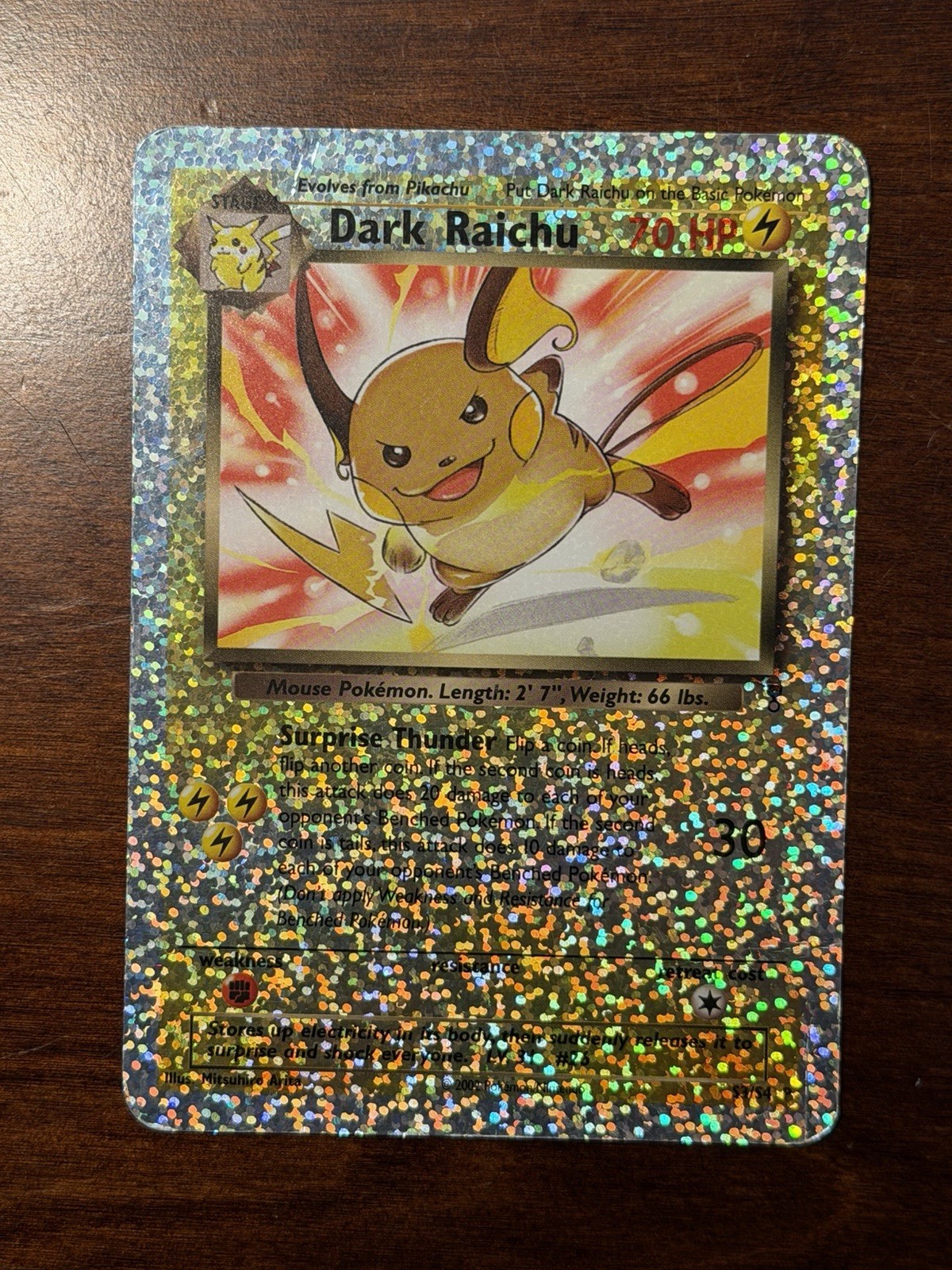 Pokemon Dark Raichu 83/110 Holo Rare Legendary Collection 2002 Box Topper JUMBO
