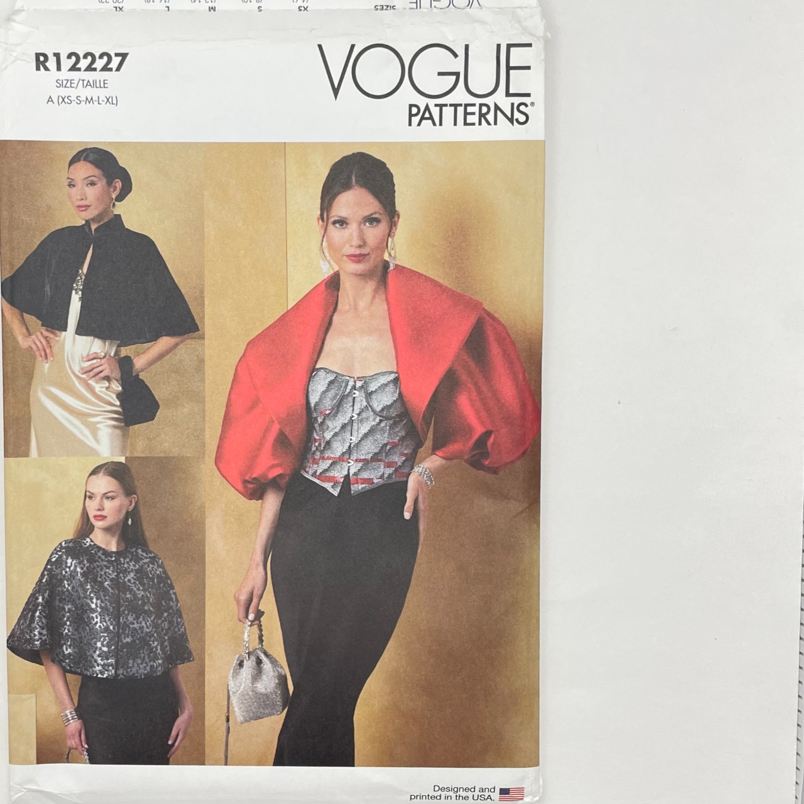 Pattern Misses Sz XS-XL Bolero Jacket & Capes Vogue R12227 New/Uncut