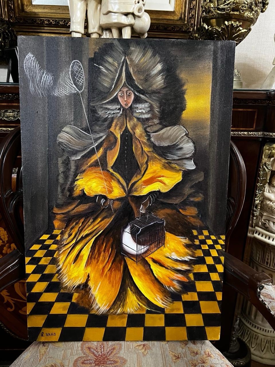 Remedios Varo - Amazing Oil On Painting - Signed - Stamped - A1 Remedios Varo - Amazing Oil On Painting - Signed - Stamped - A1