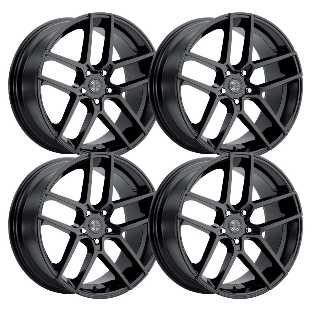(Set-4) 2Crave N54 20x9 5x120 15mm Glossy Black Wheels Rims 20 Inch