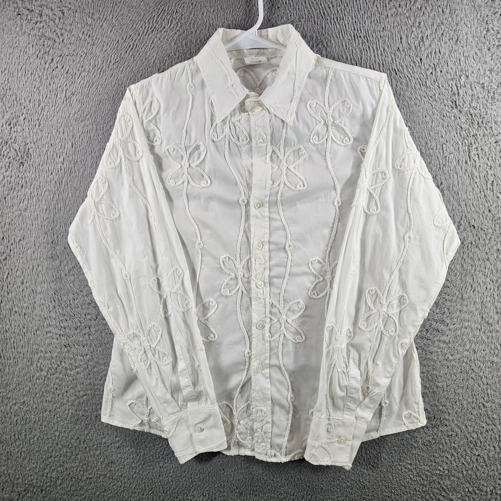 Craig Taylor White Floral Embroidered Button Down Shirt Kate Fit Size M USA Made Craig Taylor White Floral Embroidered Button Down Shirt Kate Fit Size M USA Made