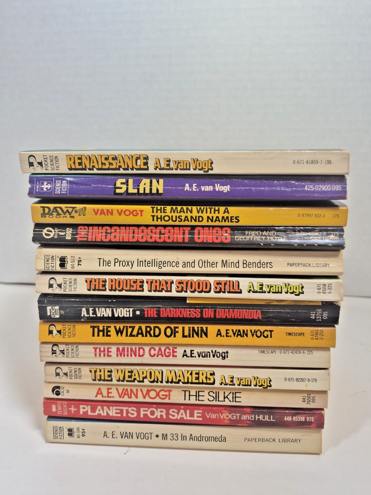 AE Van Vogt books, lot of 13 Vintage Si Fi Slan etc