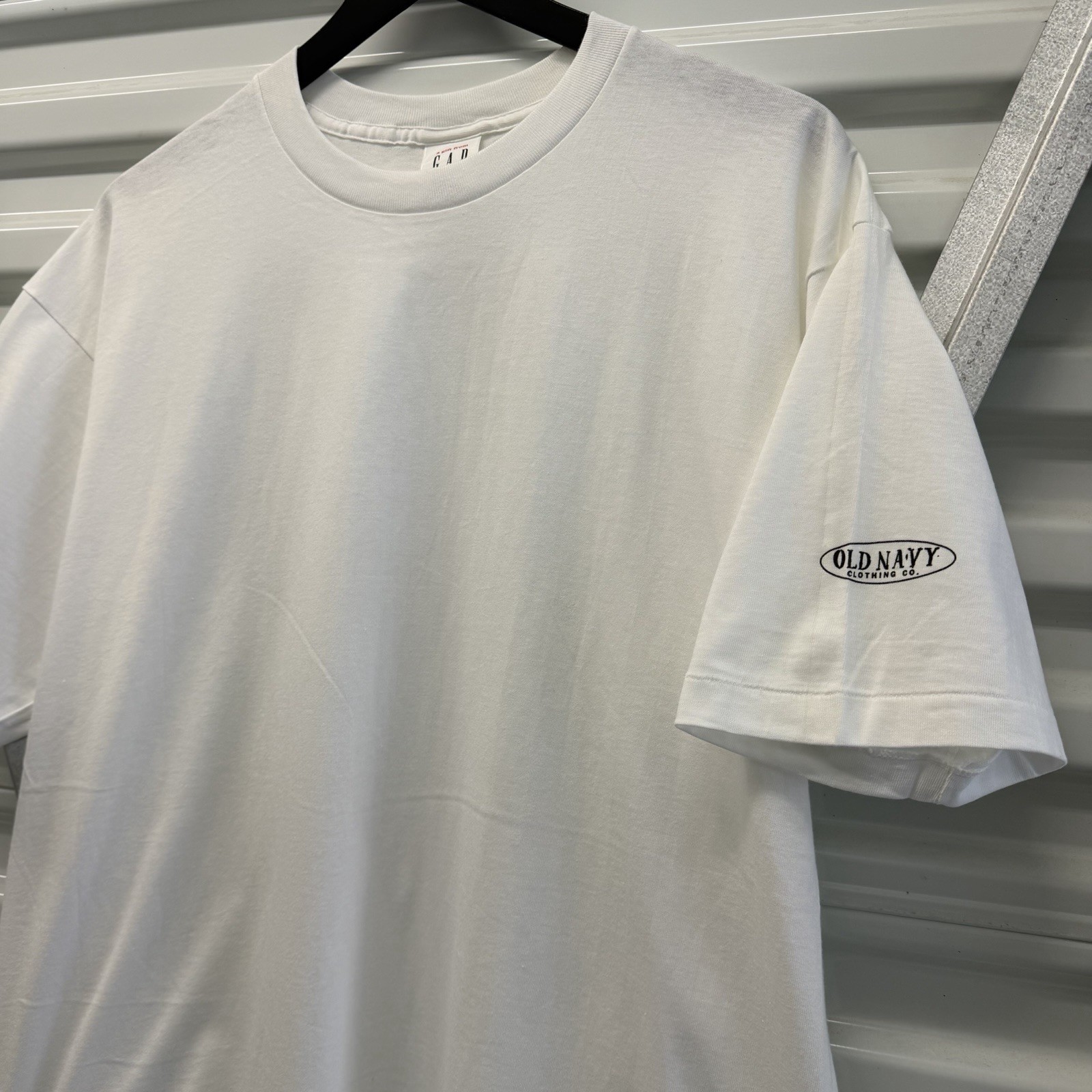 Vintage The Gap Old Navy Promotional T-shirt Men’s L White USA Made Blank 90s