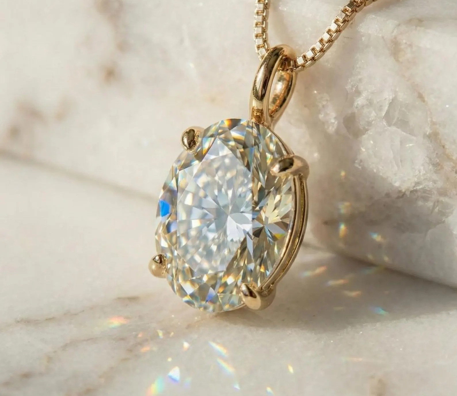 Rare Certified 5.20 Ct Oval White Diamond Solitaire Pendant 925 Silver