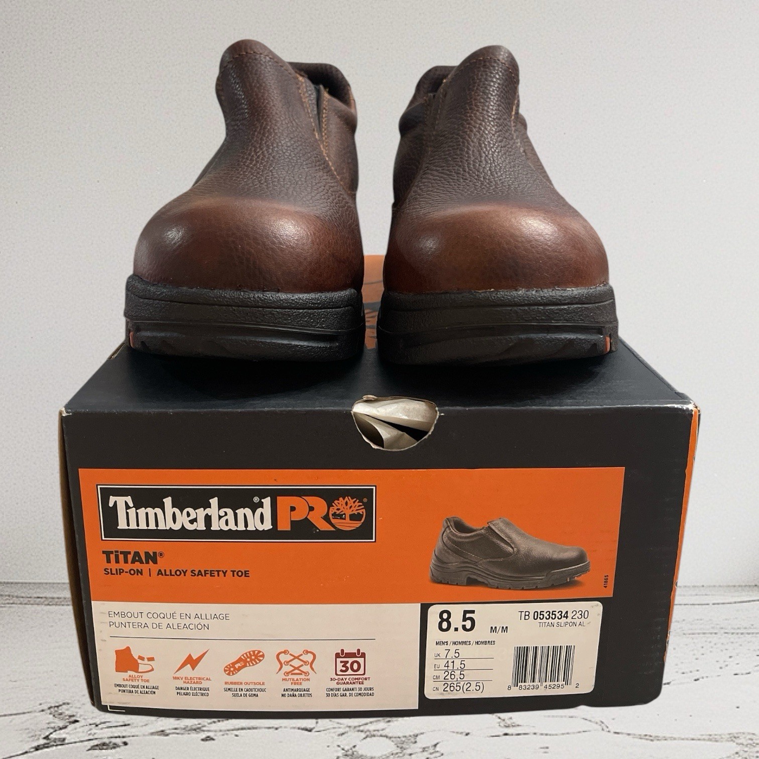 Timberland PRO Men\'s Titan Slip-On Alloy Safety Toe Work Boots - Brown, 8.5