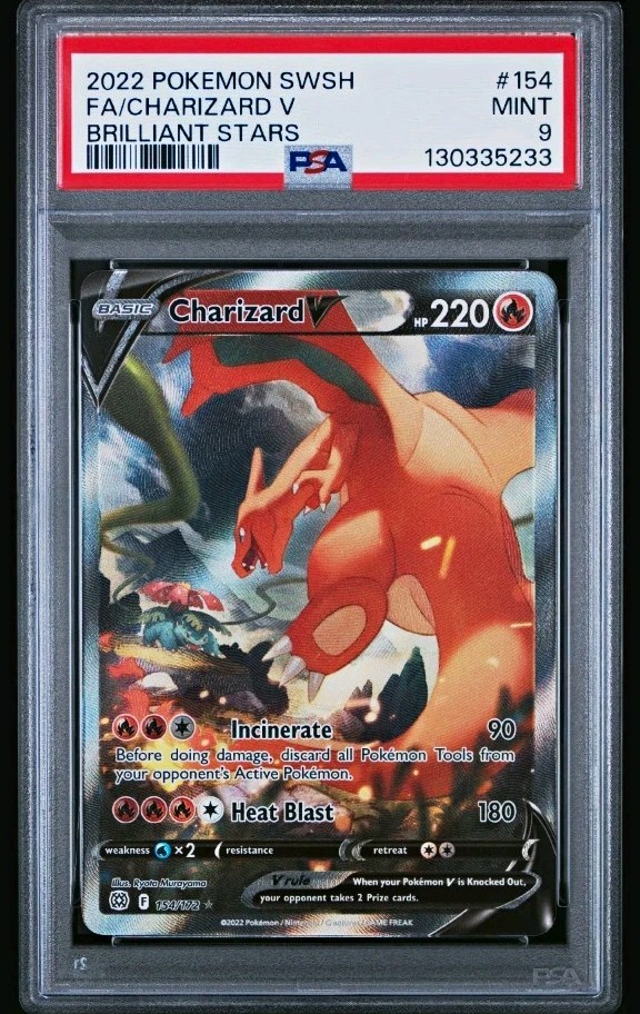 Charizard V Alt Art Full Art Holo Ultra Rare Brilliant Stars 154/172 2022 PSA 9 Charizard V Alt Art Full Art Holo Ultra Rare Brilliant Stars 154/172 2022 PSA 9