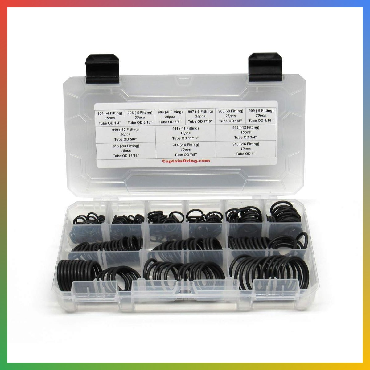 Hydraulic O-Ring Boss Seal Kit ORB Fitting Buna-N 255 Pc 12 Sizes Hydraulic O-Ring Boss Seal Kit ORB Fitting Buna-N 255 Pc 12 Sizes