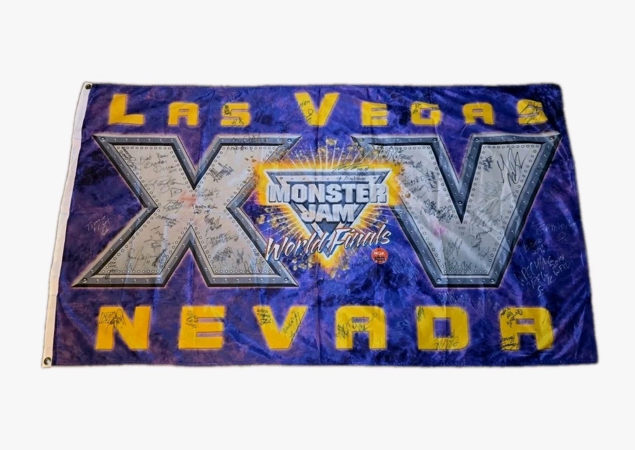 Monster Jam World Finals XV 2014 Las Vegas Signed Flag 60x35 40+ Autographs