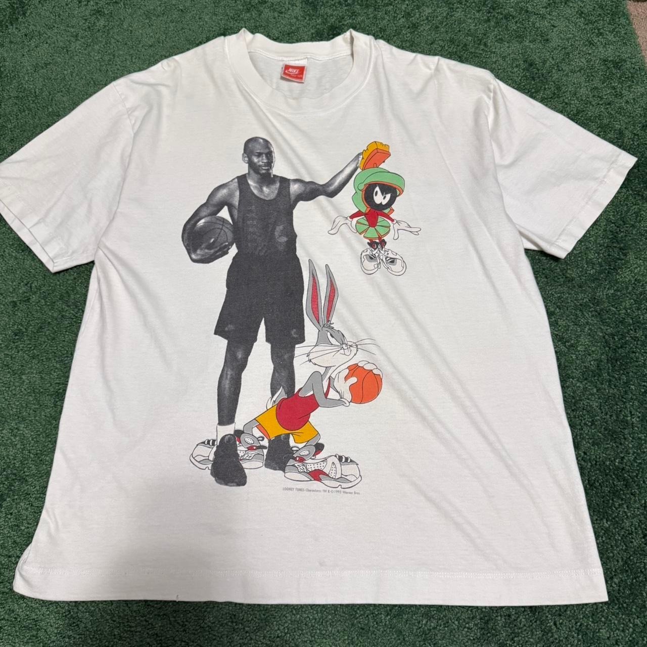 Vintage 1993 Nike Michael Jordan Looney Tunes Marvin Martian T-Shirt White OS