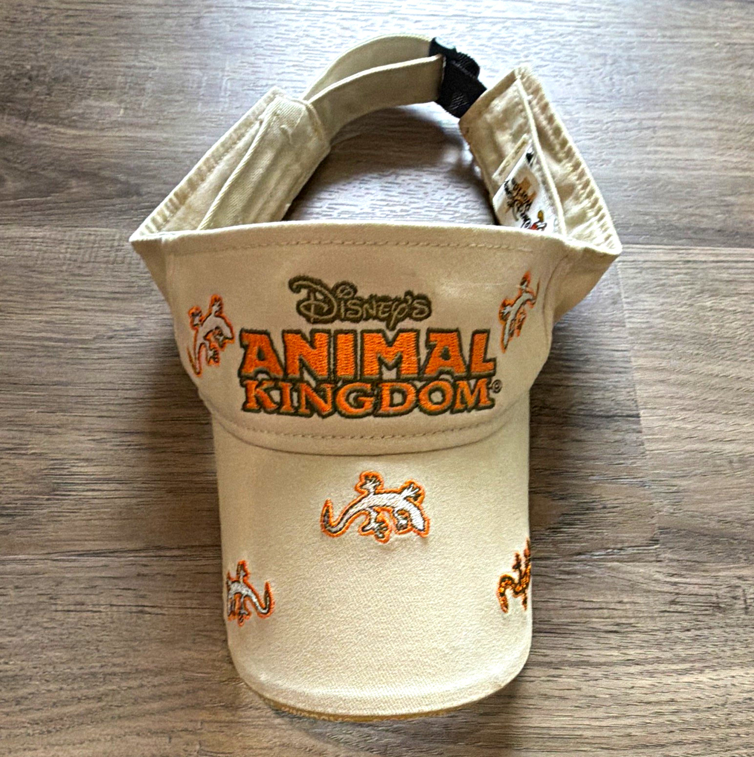 Vintage Walt Disney World Disney\'s Animal Kingdom Adult Beige Lizard Visor Hat 