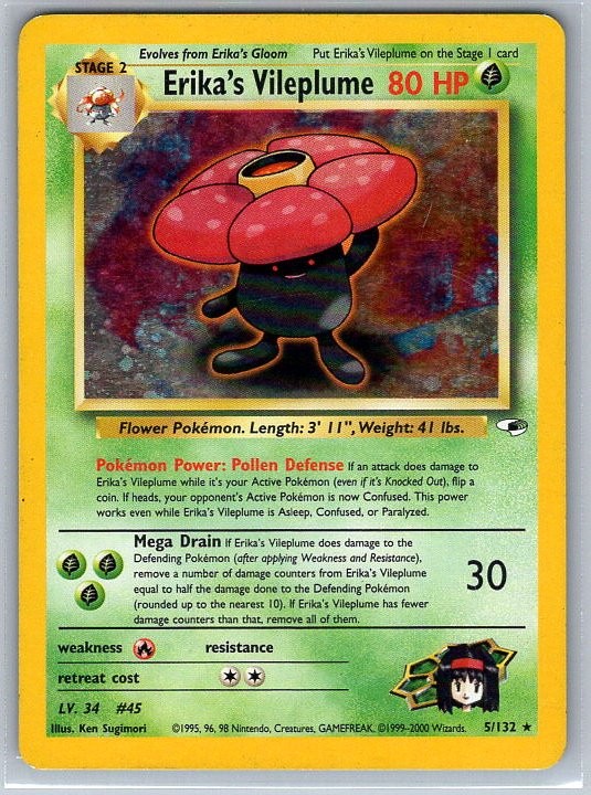 Erika\'s Vileplume 005/132 Holo Rare Gym Heroes HP