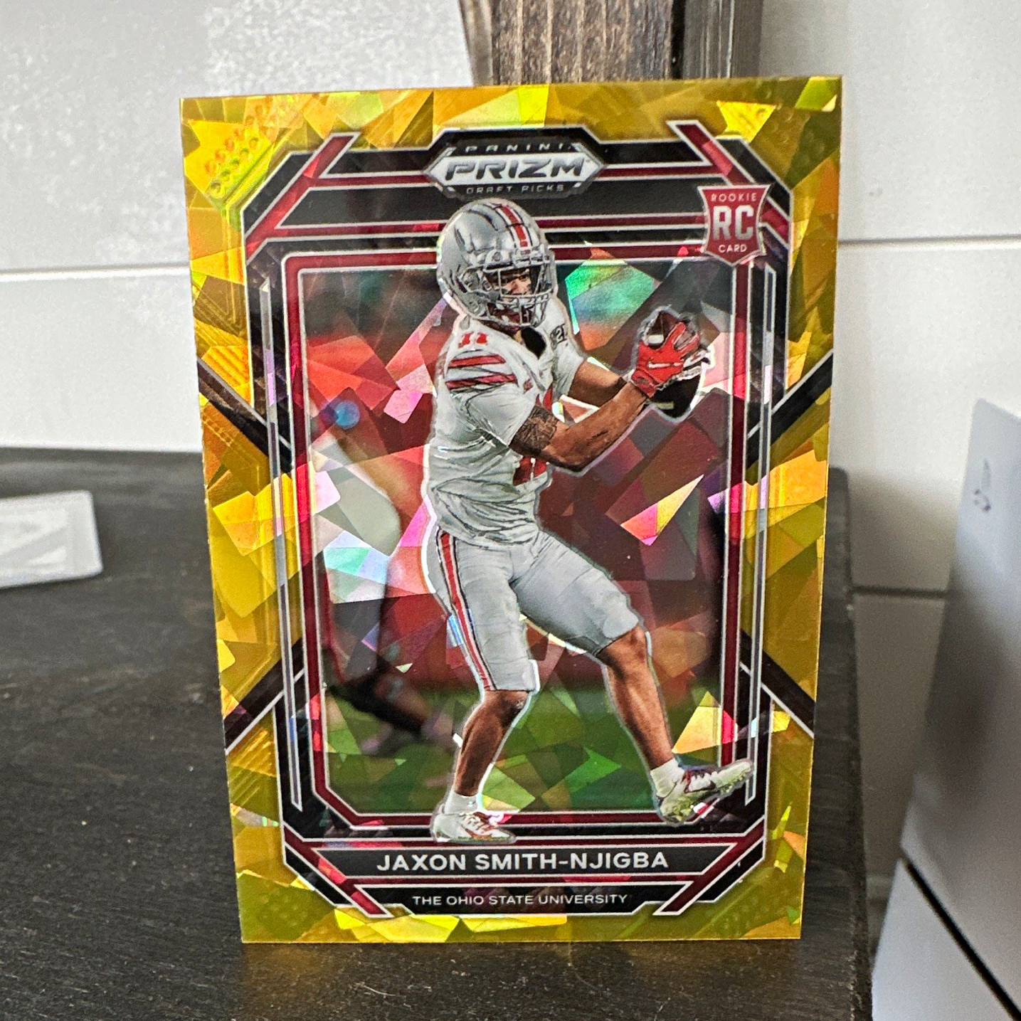 Panini Jaxon Smith-Njigba Rookie Football Card Ohio State Gold Ice Prizm #135